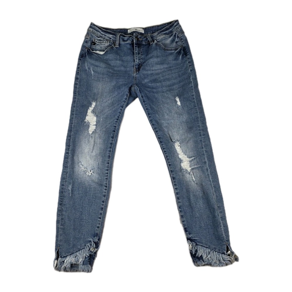 KanCan Jeans Womens Size 13/30 Nala Mid Rise Ankle Skinny Distressed Blue Denim